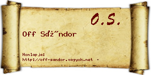 Off Sándor névjegykártya